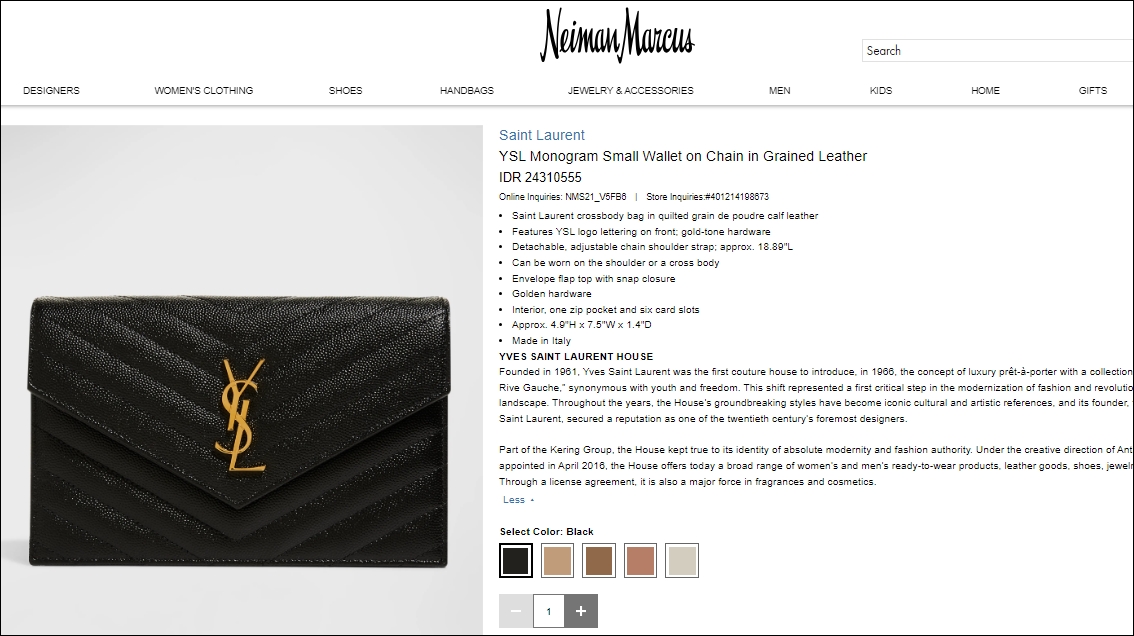 Harga Dompet Indah Permatasari dari Arie Kriting [neimanmarcus.com]