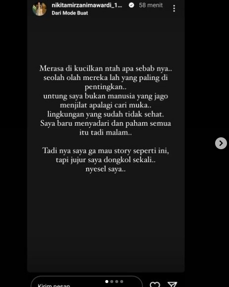Nikita Mirzani Merasa Dikucilkan [Instagram Story]