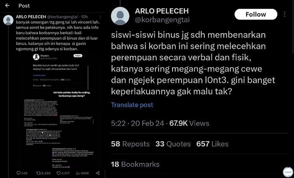 Plot Twist Kasus Bully Anak Vincent Rompies [Twitter/X]