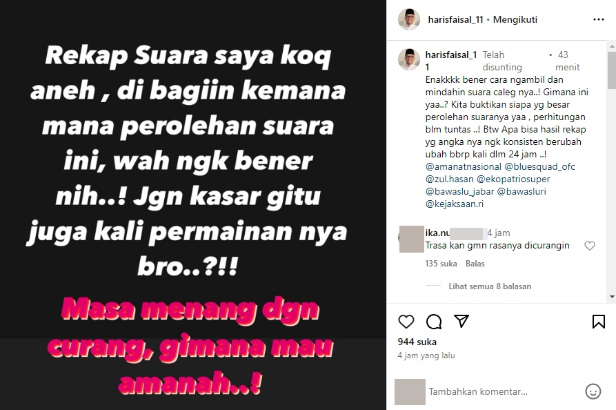 Faisal Haris Merasa Dicurangi pada Pileg 2024