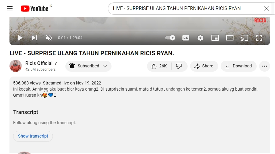 Ria Ricis Bikin Sendiri Pesta Anniversary Pernikahan Pertama [YouTube]