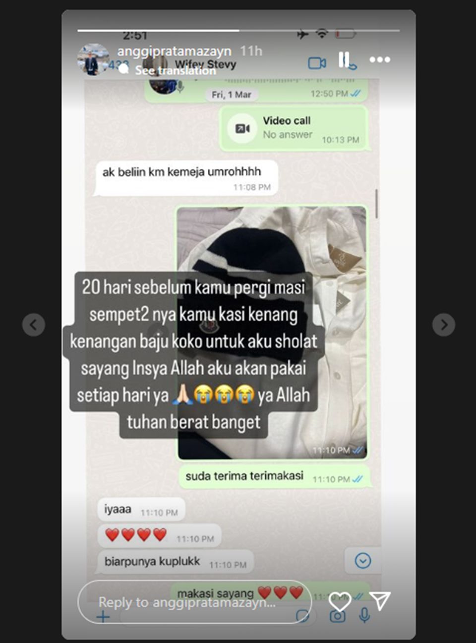 Kenang-kenangan Stevie Agnecya untuk Anggi Pratama
