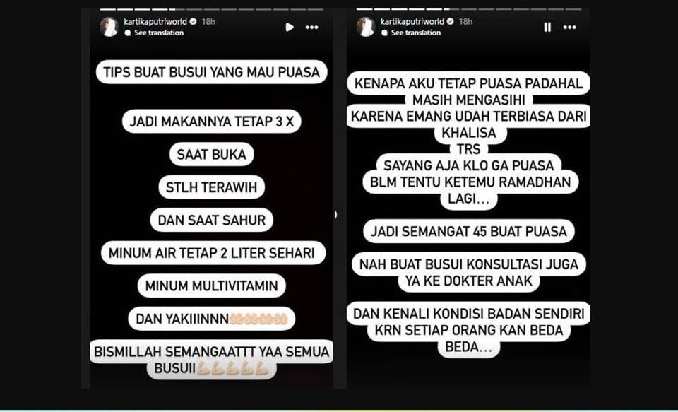 Kartika Putri Beberkan Alasan Tetap Puasa Meski Sedang Meng-ASI-hi [Instagram]