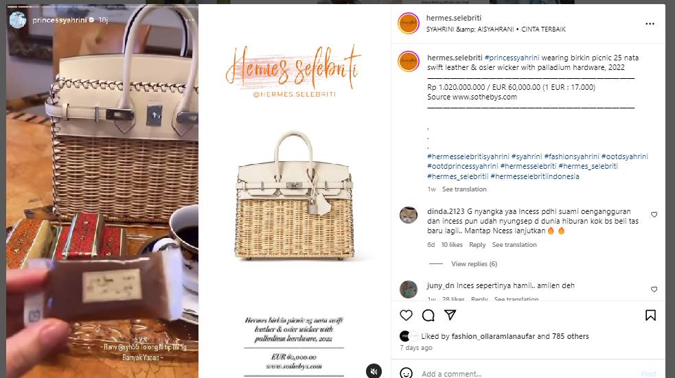Syahrini tenteng tas Hermes Rp 1,02 miliar [Instagram]