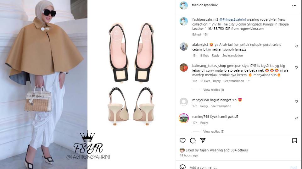 Syahrini pakai heels Rp 16 juta [Instagram]
