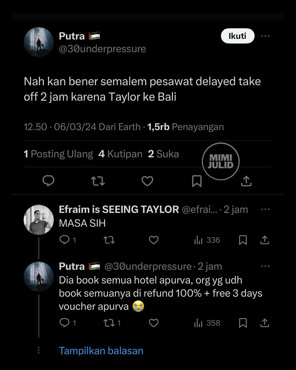 Taylor Swift Booking The Apurva Kempinski Bali