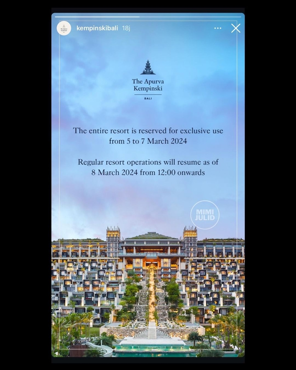 Taylor Swift Booking The Apurva Kempinski Bali