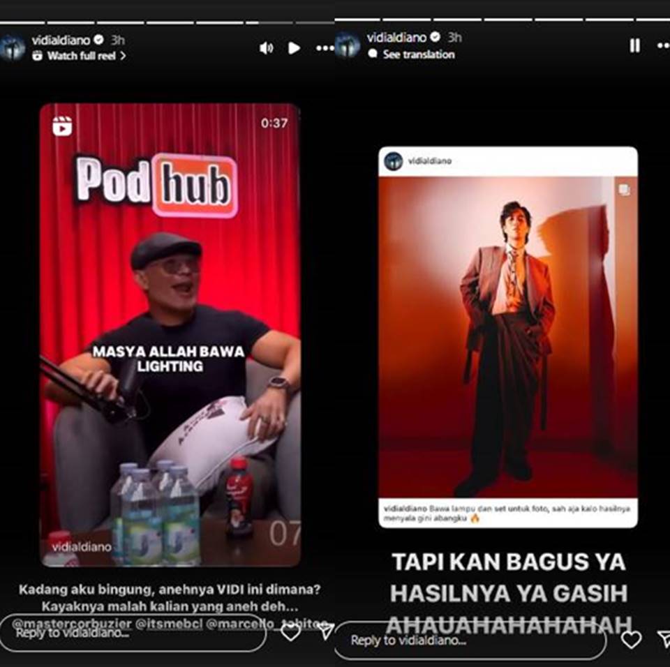 Vidi Aldiano bawa lighting sendiri ketika foto [Instagram]