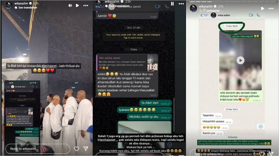 Wika Salim Pamerkan Chat dengan Jenita Janet [Instagram]