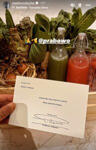 Hampers Prabowo Subianto untuk Deddy Corbuzier. [Instagram]