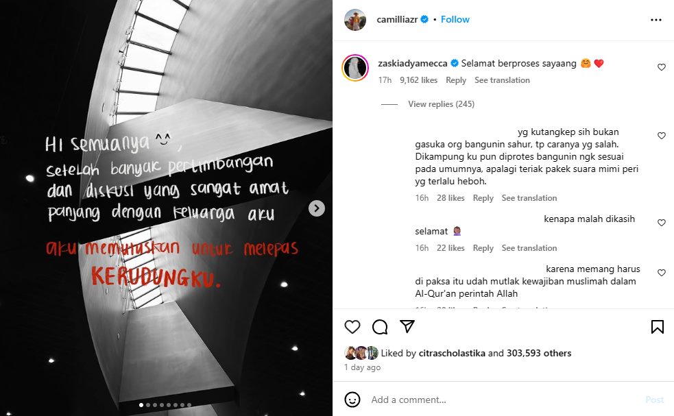 Zaskia Selamati Anak Ridwan Kamil Lepas Hijab