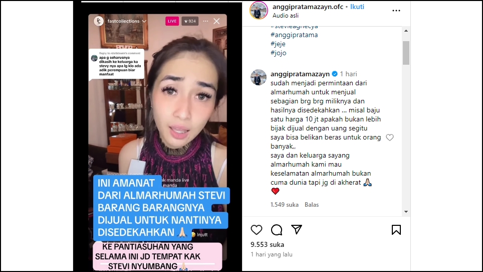 Suami Stevie Agnecya Ikut Buka Suara soal Jual Baju Almarhumah