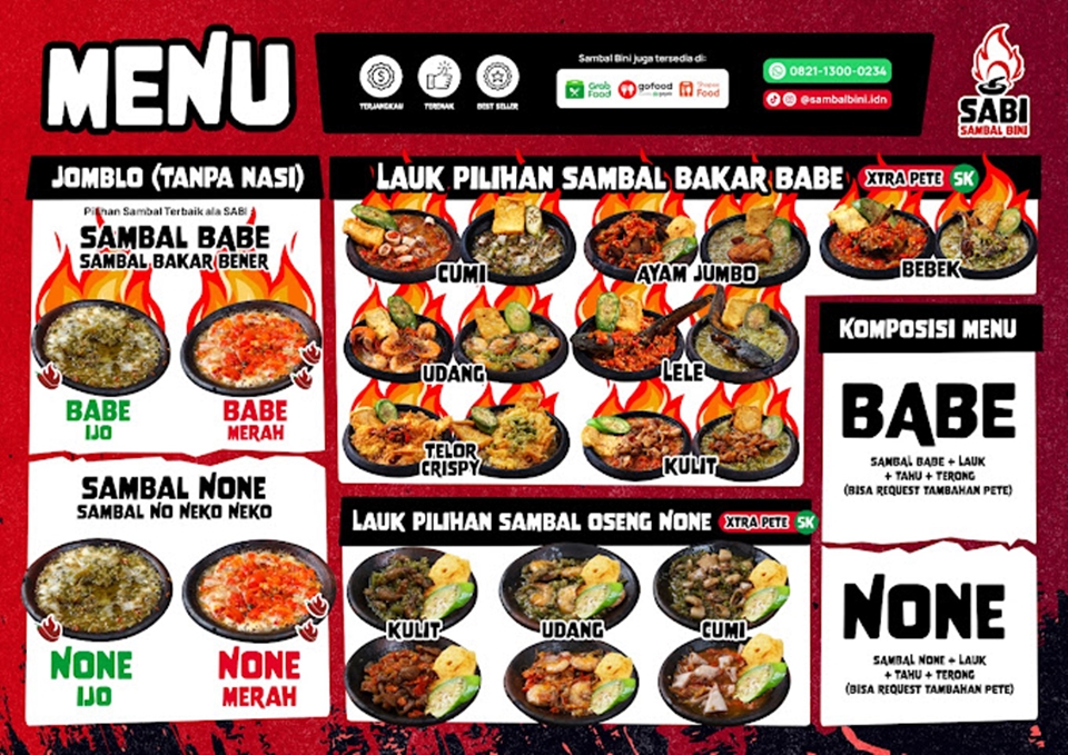Menu SABI - Sambal Bini Punya Baim Wong