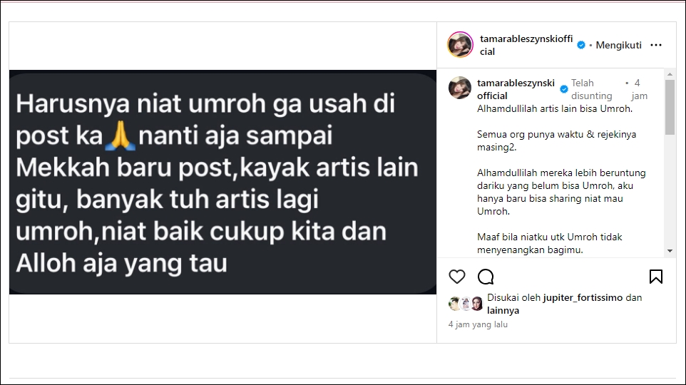Tamara Bleszynski Ingin Umrah