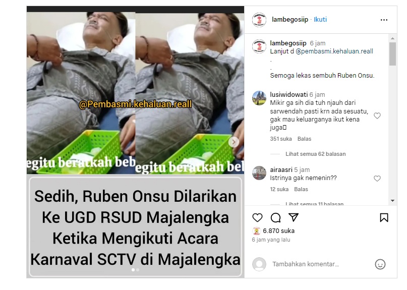 Ruben Onsu dilarikan ke UGD.