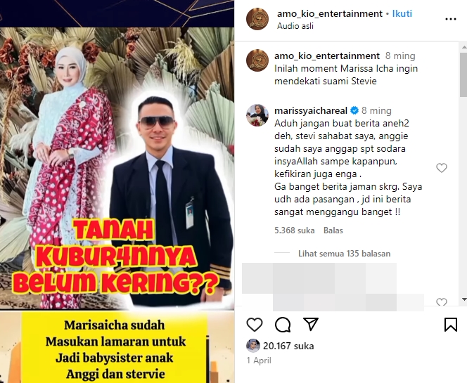 Marissya Icha Bantah Incar Suami Almarhumah Stevie Agnecya
