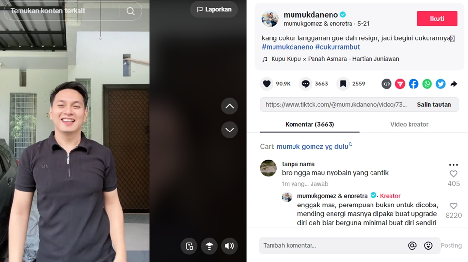Jawaban Suami Mumuk Gomez saat Diminta Nyobain yang Cantik