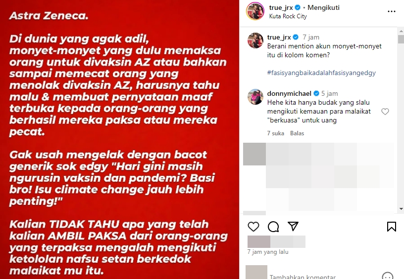 Jerinx SID Singgung 'Monyet' yang Paksa Suntik Vaksin Covid
