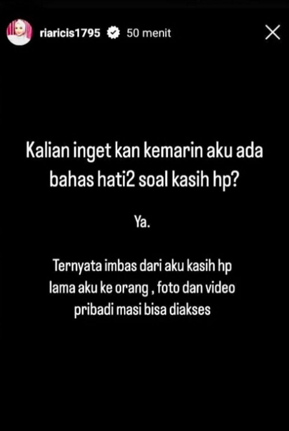 Ria Ricis soal Hape Bekas