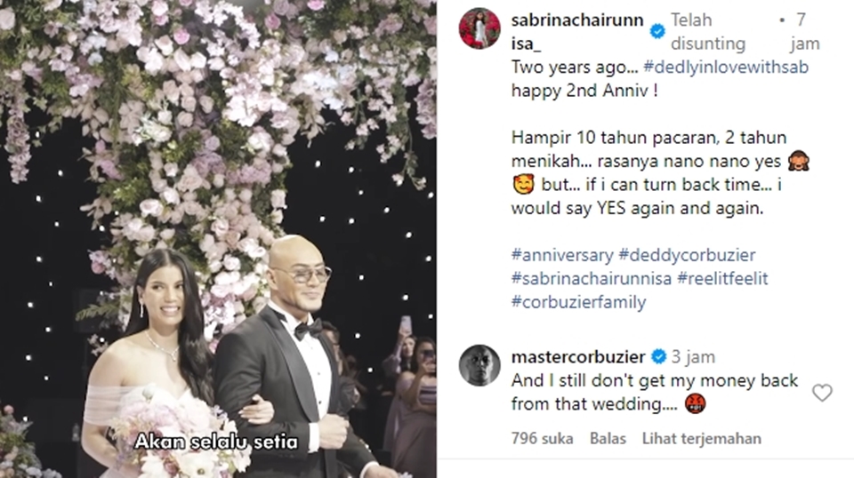 Deddy Corbuzier Singgung Biaya Nikah yang Gak Balik saat Rayakan Anniversary