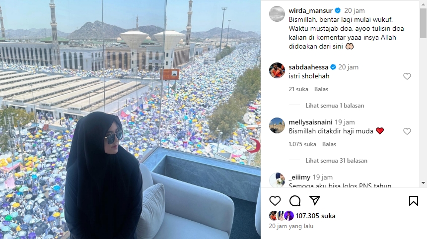 Sabda Ahessa Titip Doa saat Wirda Mansur Wukuf di Arafah