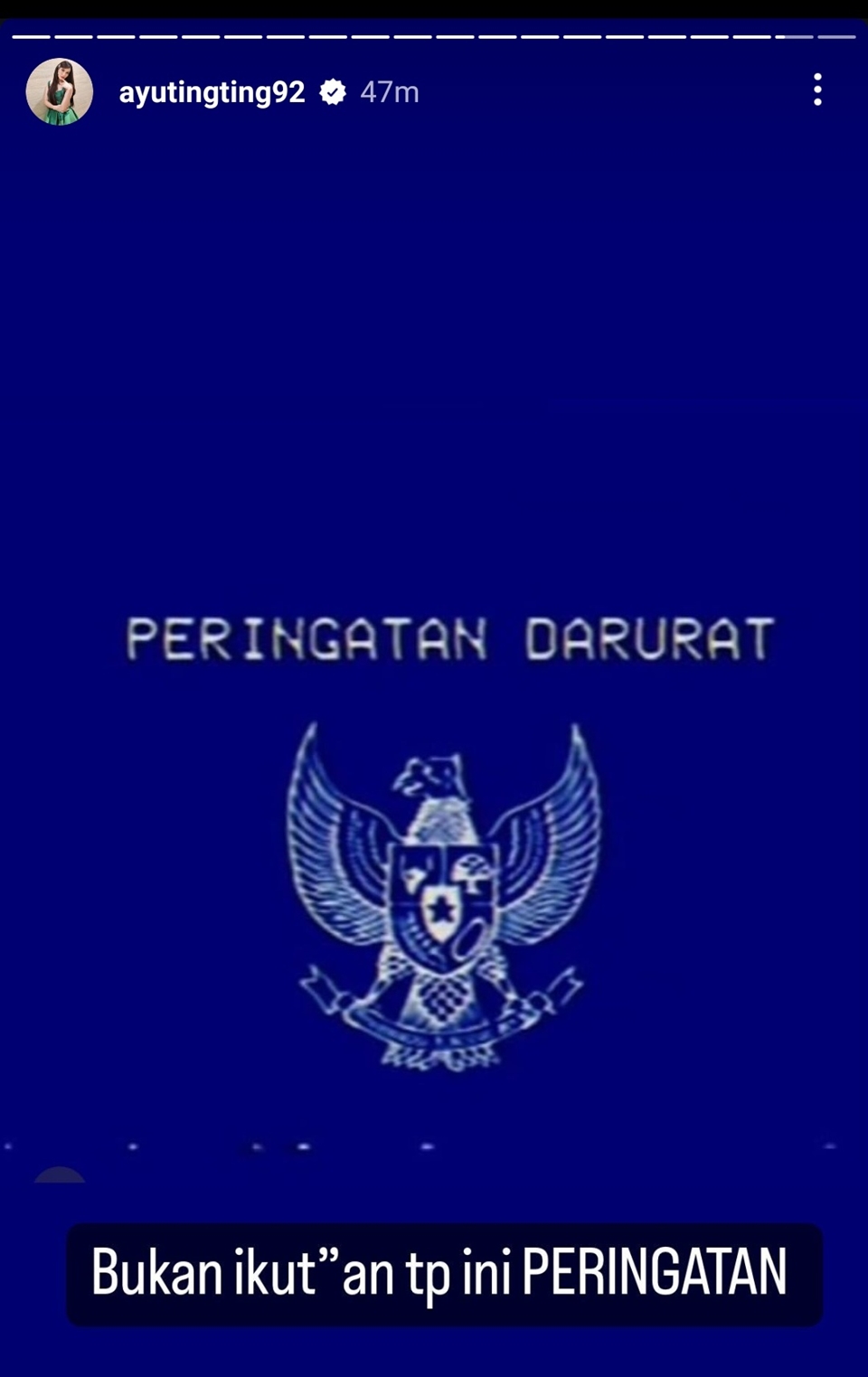 Ayu Ting Ting Posting Peringatan Darurat
