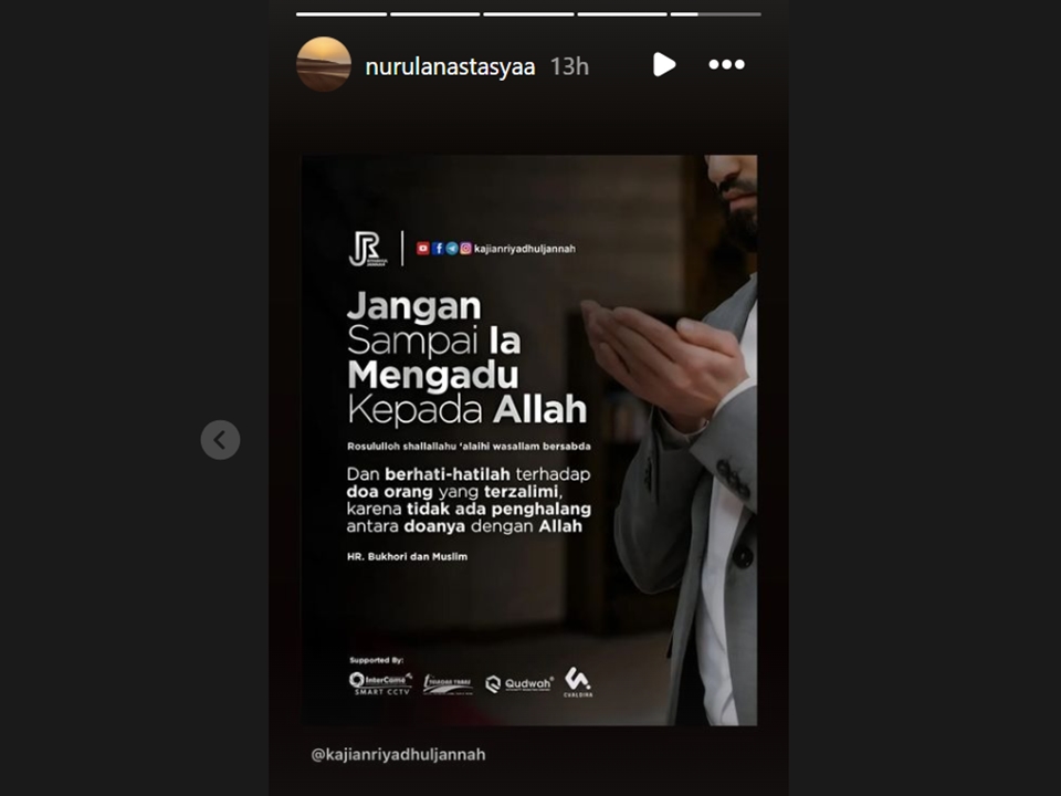 Story Ibu Azizah Salsha (instagram)