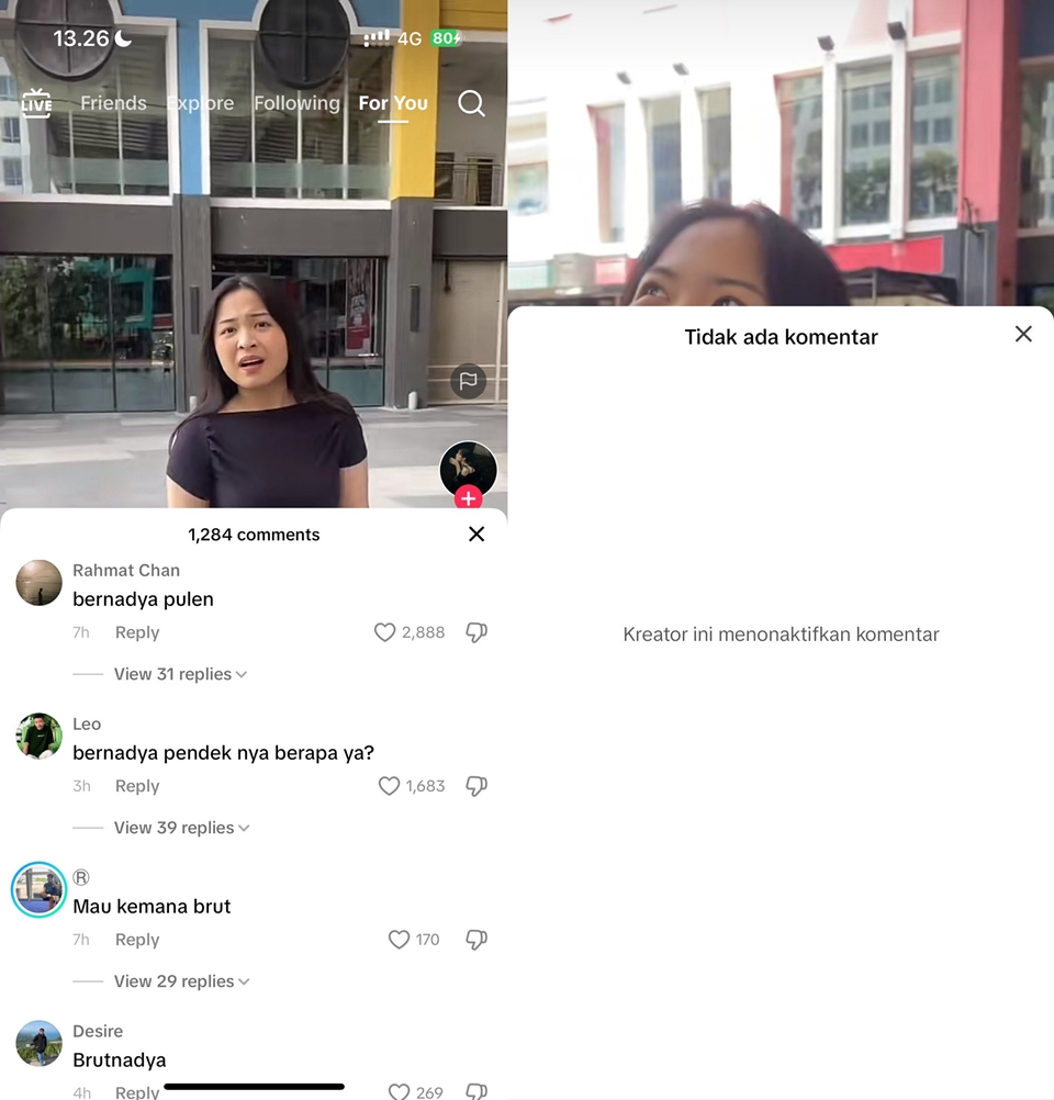 Komentar di Konten Bernadya [TikTok]
