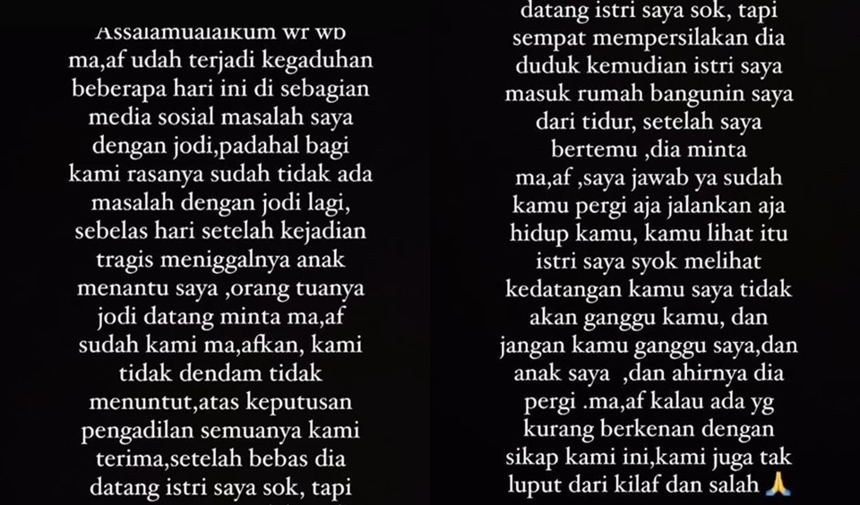 Haji Faisal Klarifikasi Soal Jodi [Instagram]