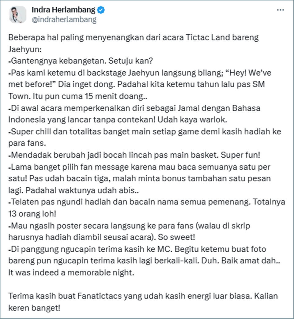 Indra Herlambang soal Jaehyun NCT