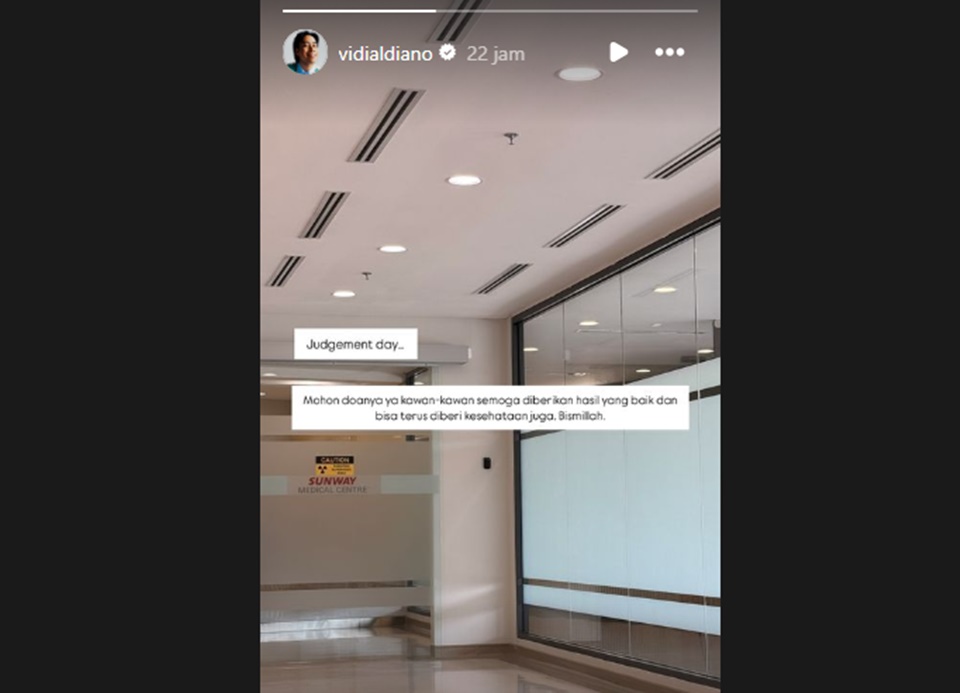 Vidi Aldiano Minta Doa di Judgement Day [Instagram Story]