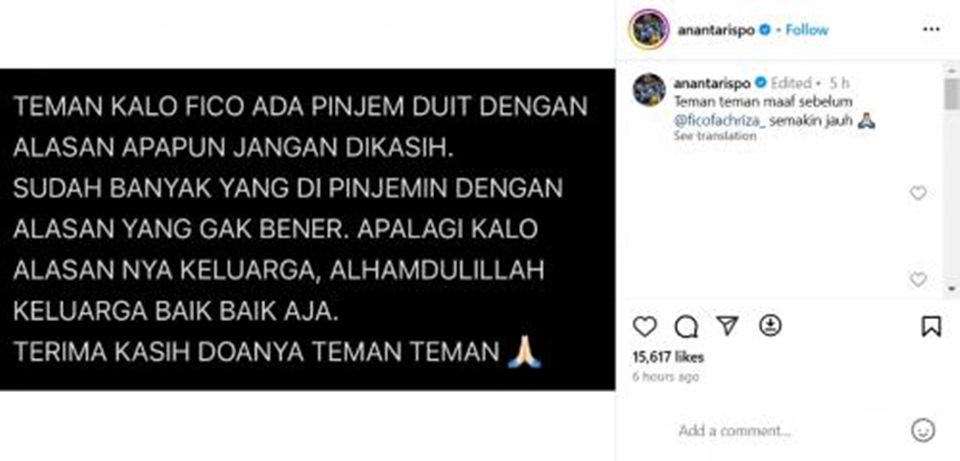 Tuduhan Ananta Rispo pada Fico Fachriza