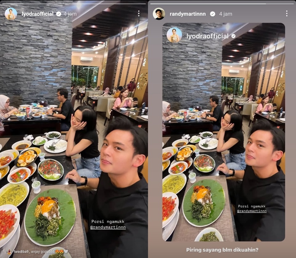 Lyodra dan Randy Marten Pamer Momen Lagi Makan Bareng [Instagram Story]