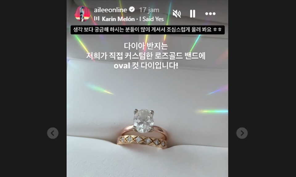 Ailee Pamer Cincin Berlian Lamaran [Instagram]