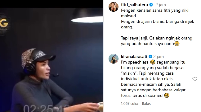 Kirana Larasati Komentari Nikita Mirzani Sebut Fitri Salhuteru Miskin