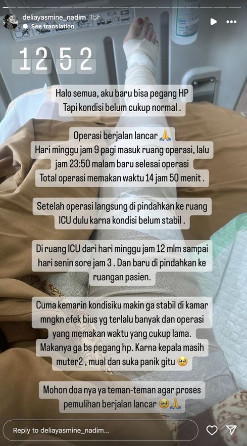 kondisi Delia Yasmine