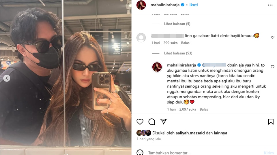 Mahalini Tak Ingin Ungkap Wajah Anak Setelah Lahir [Instagram]