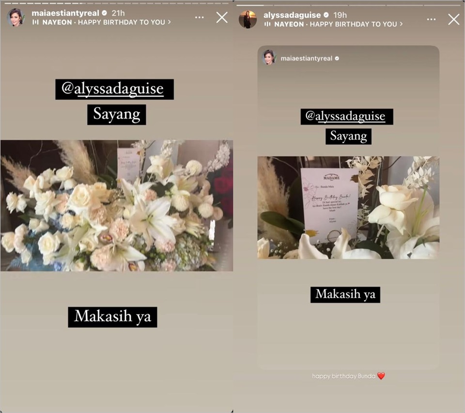 Maia Estianty dapat hadiah dari Alyssa Daguise [instgaram]
