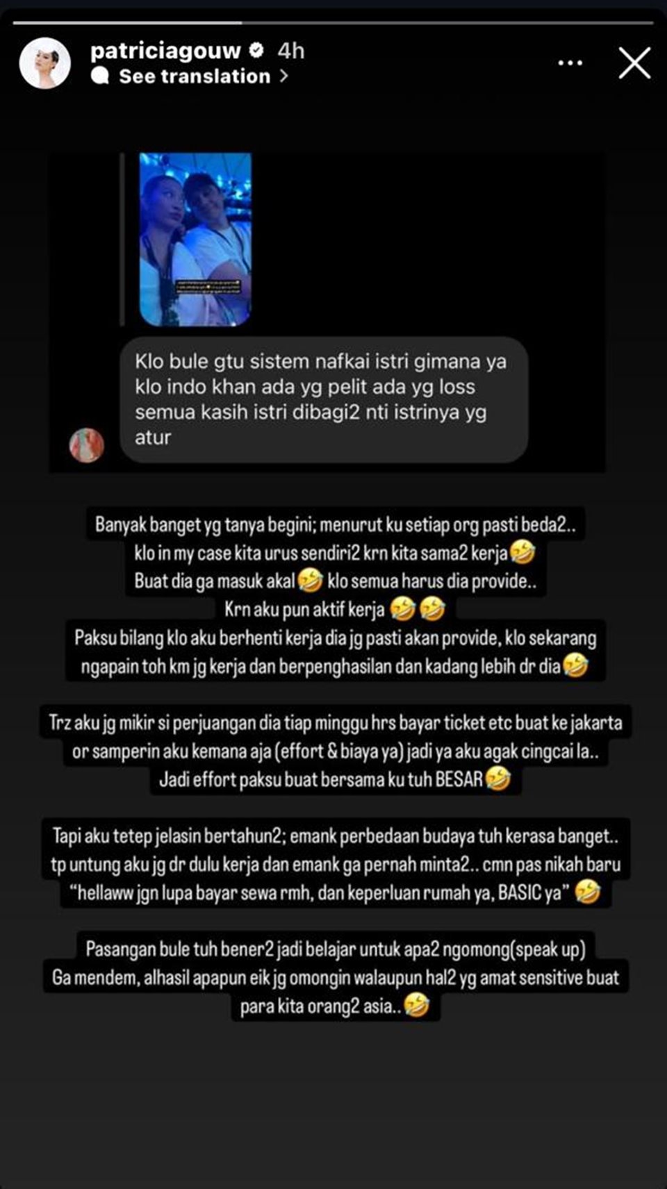 Patricia Gouw soal nafkah suami bule [instagram]