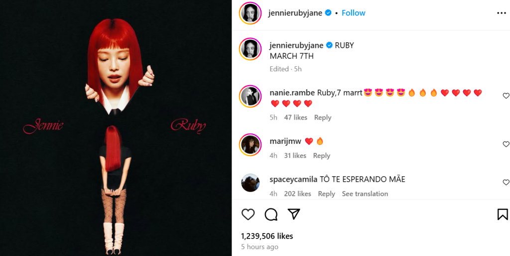 postingan Jennie BLACKPINK