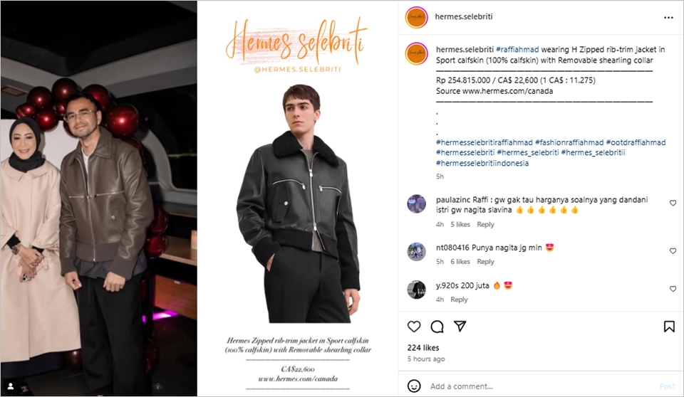 Jaket kulit Raffi Ahmad [instagram]