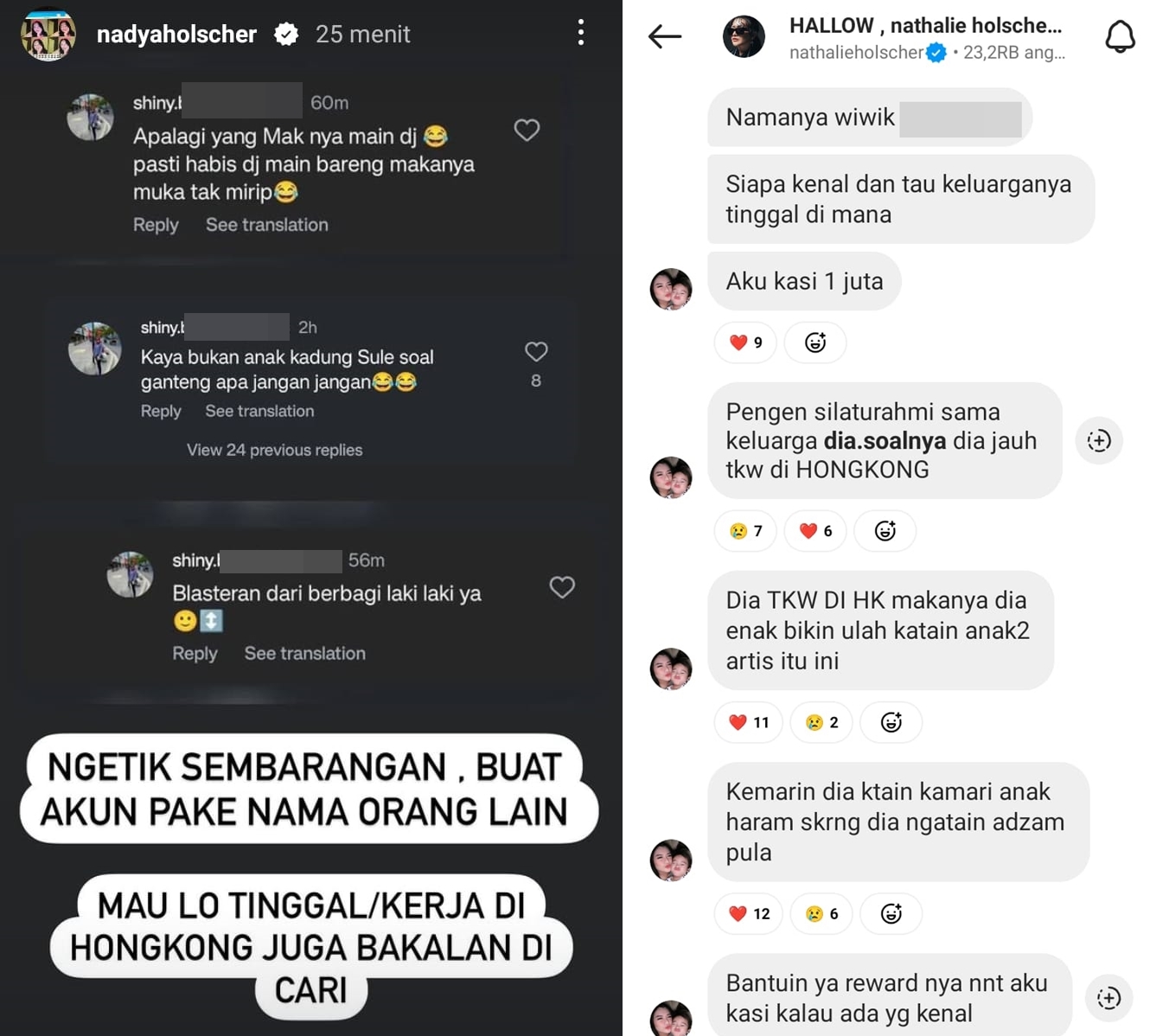 Nathalie Holscher dan Adik Ancam Netizen yang Sebut Adzam Bukan Anak Kandung Sule