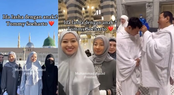 Potret Ida Iasha umrah bareng Tommy Soeharto dan anak-anaknya. [TikTok]
