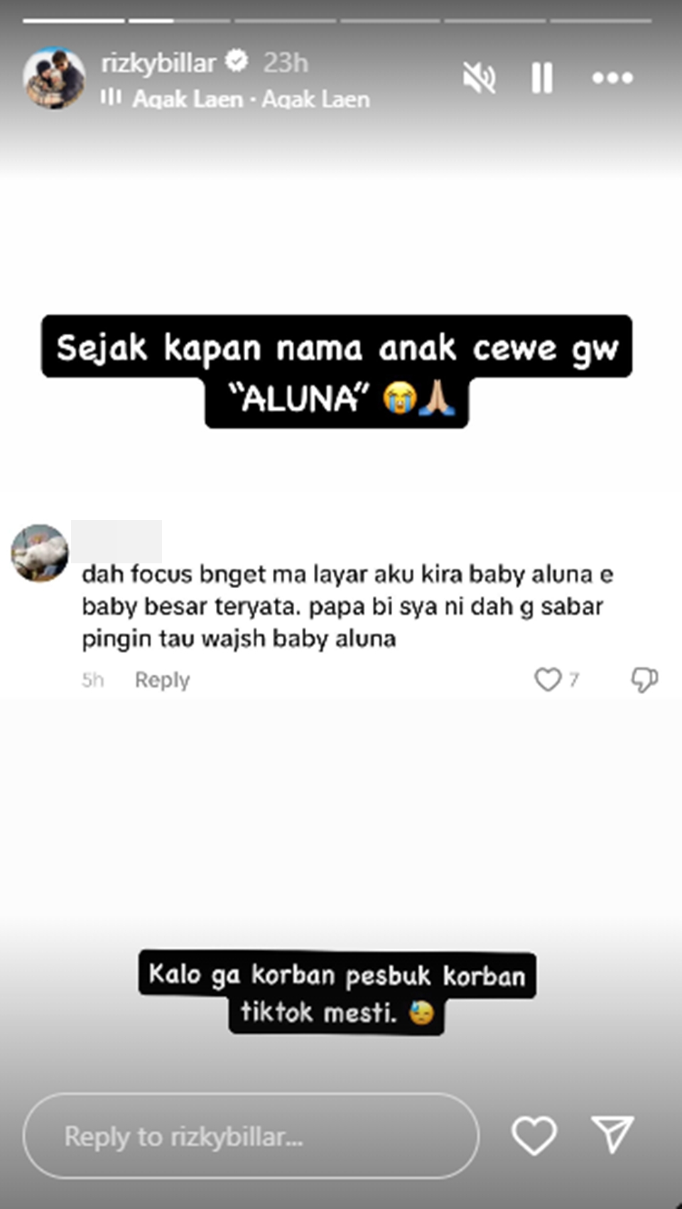 Rizky Billar Soal Nama Anak Perempuannya dan Lesti Kejora