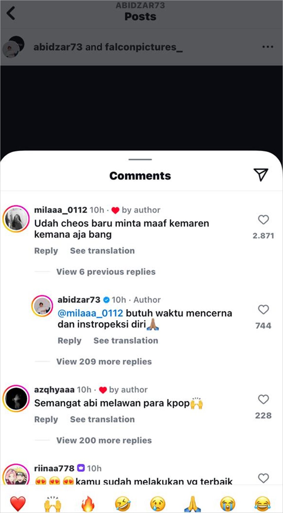 Alasan Abidzar inta maaf [instagram]