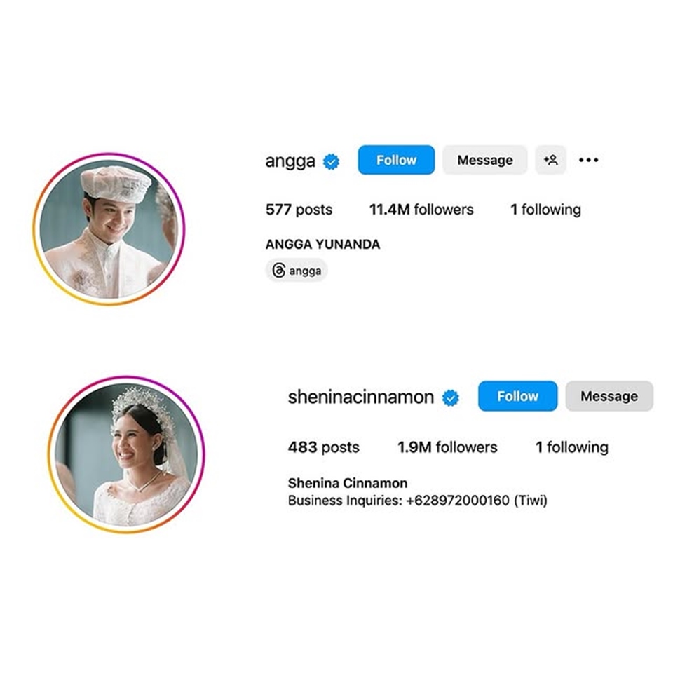 Angga dan Shenina cuma follow Instagram satu sama lain [instagram]