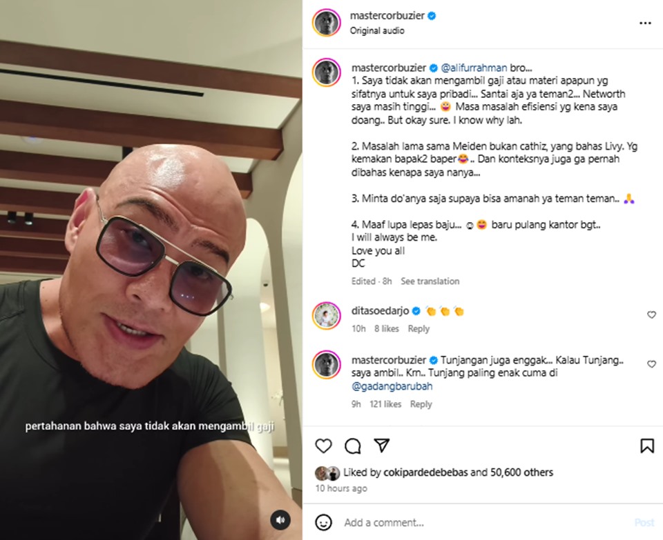 Deddy Corbuzier gak ambil gaji dan tunjangan Staf Khusus Menhan [instagram]