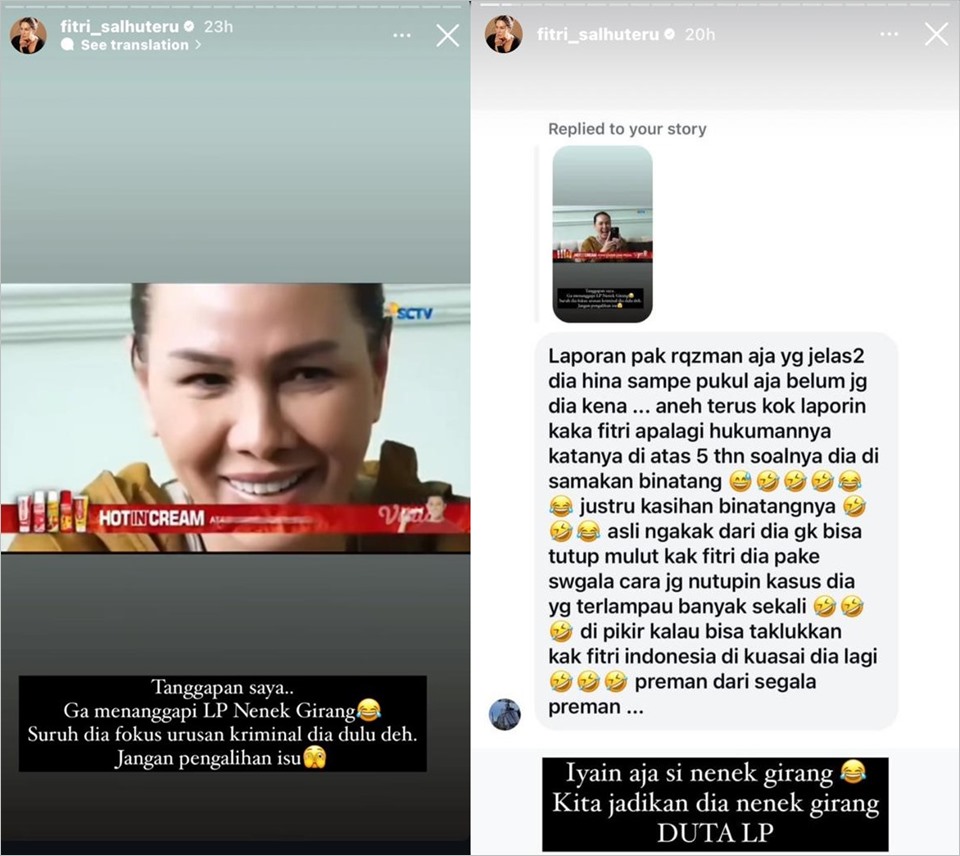 Fitri Salhuteru soal laporan polisi Nikita Mirzani [instagram]