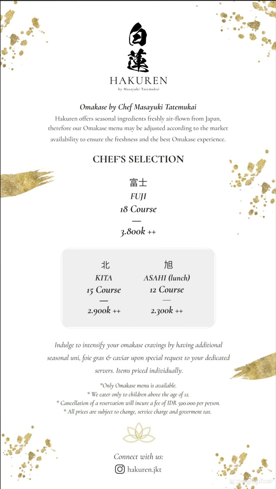 menu di Hakuren Omakase