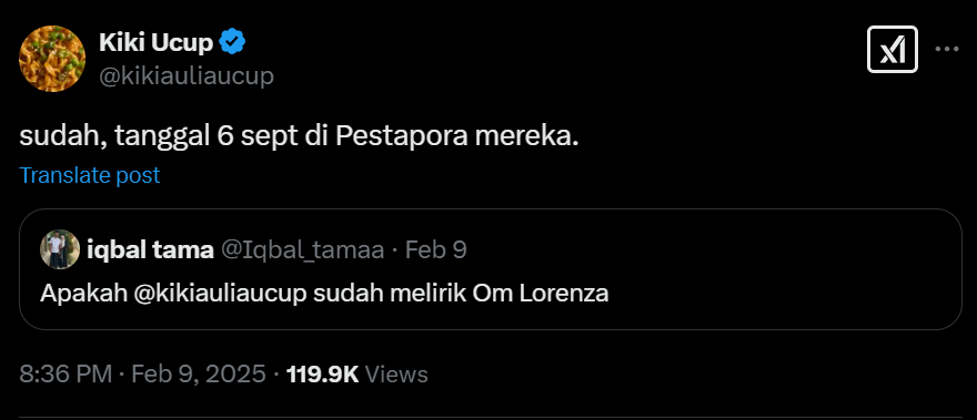 postingan Kiki Ucap soal OM Lorenzo